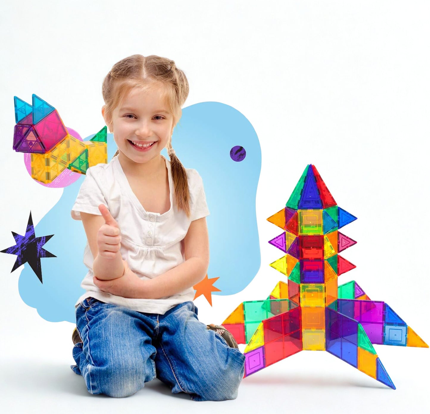 Magnetic Tile Set 78 Piece Builder Bundle